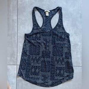 H&M Thin Light Racerback Indigo Ikat Style Top Sz Small
